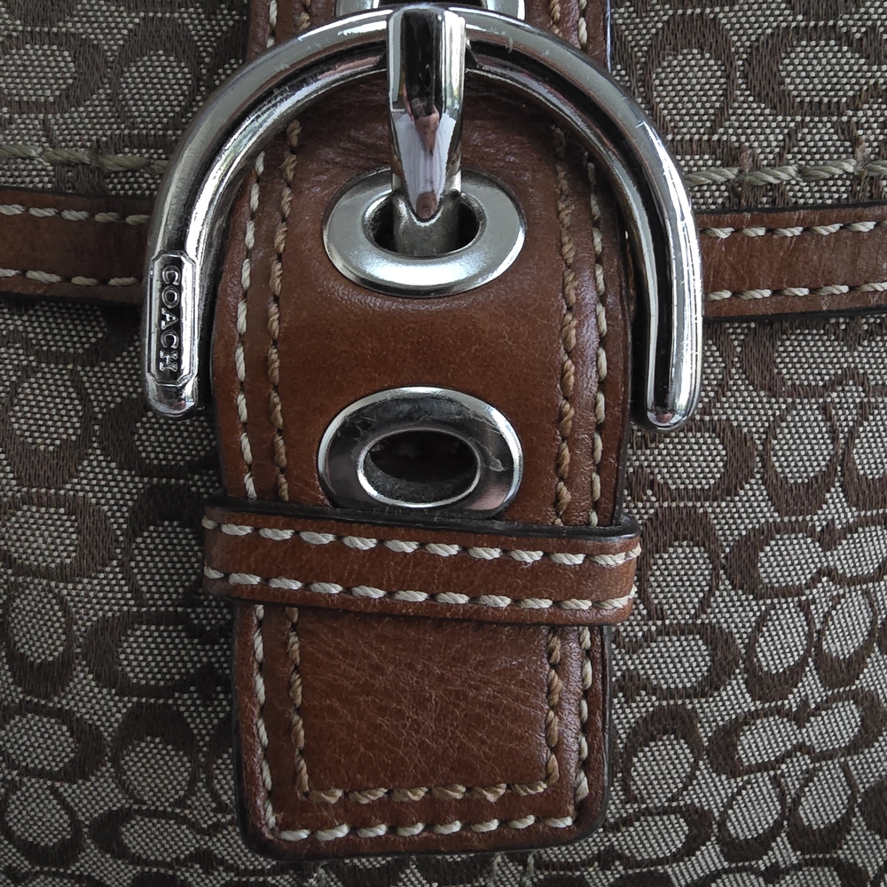 COACH Brown Soho Mini Signature C Crossbody Bag Jacquard with Leather Trim - Picture 3 of 16